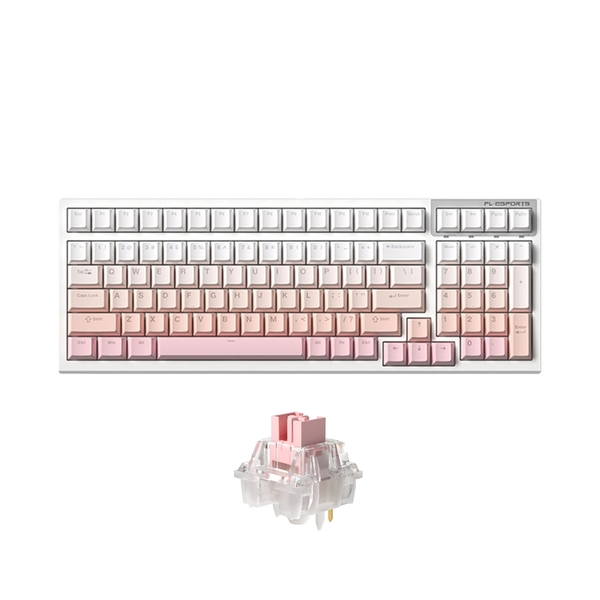 Bàn phím cơ không dây FL-Esports FL100 CPM Gradient Pink 3 Mode Led RGB HotSwap FLCMMK Ice Pink Switch