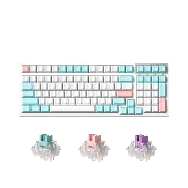 Bàn phím cơ không dây FL-Esports FL100 CPM Marshmallow 3 Mode Led RGB HotSwap FLCMMK Ice Switch Pink/ Blue/ Violet