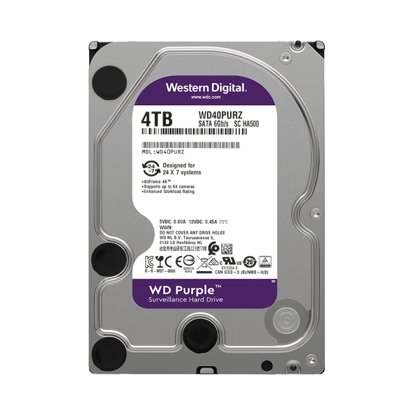Ổ cứng HDD WD Purple 4TB 3.5 inch SATA III 64MB Cache 5400RPM WD40PURZ