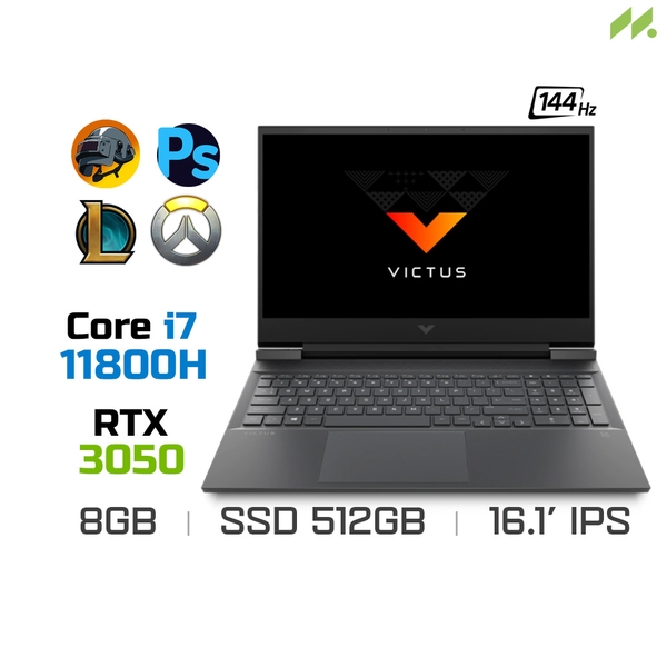 Laptop Gaming HP VICTUS 16-d0199TX 4R0U1PA (i7-11800H, RTX 3050 4GB, Ram 8GB DDR4, SSD 512GB + 32GB 3D Xpoint, 16.1 Inch IPS 144Hz FHD)