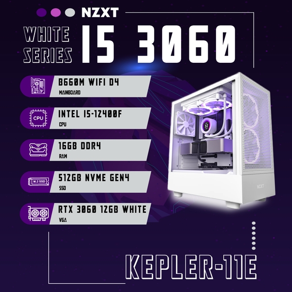 PC ST-KEPLER-11E i5 3060 (i5-12400F, RTX 3060, Ram 16GB DDR4, SSD 512G, 650W)