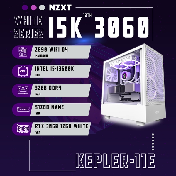 PC ST-KEPLER-11E i5K G13 3060 (i5-13600K, RTX 3060, Ram 32GB DDR4, SSD 512G, 650W)