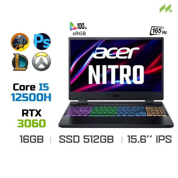 Laptop Acer Nitro 5 Tiger AN515-58-50D2 NH.QHYSV.005 (i5-12500H, RTX 3060 6GB, Ram 16GB DDR5, SSD 512GB, 15.6 Inch IPS 165Hz FHD)