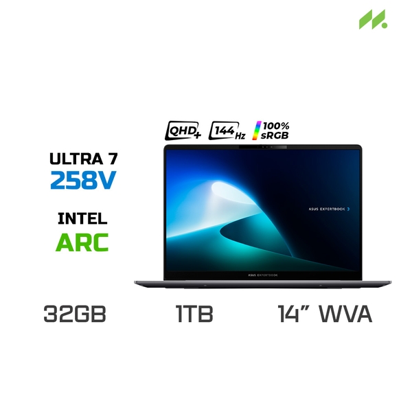 Laptop Asus ExpertBook P5 P5405CSA-NZ0017W (Ultra 7 258V, Intel Arc Graphics, RAM 32GB LPDDR5X, SSD 1TB, 14 Inch WVA WQXGA 144Hz)