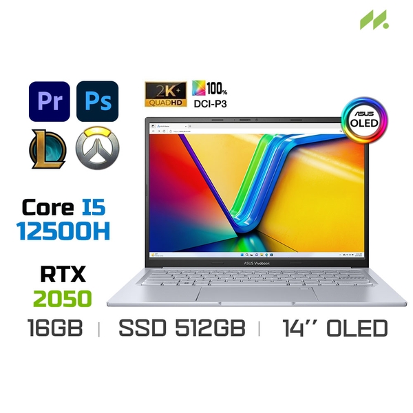 Laptop Asus Vivobook 14X OLED K3405ZF-KM184W (i5-12500H, RTX 2050, Ram 16GB DDR4, SSD 512GB, 14 Inch OLED 2.8K)