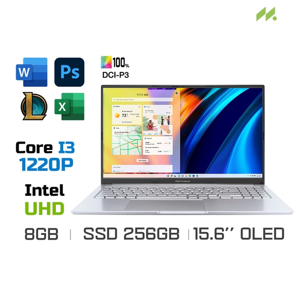 Laptop Asus Vivobook 15X OLED A1503ZA-L1151W (i3-1220P, UHD Graphics, Ram 8GB DDR4, SSD 256GB, 15.6 Inch OLED FHD)