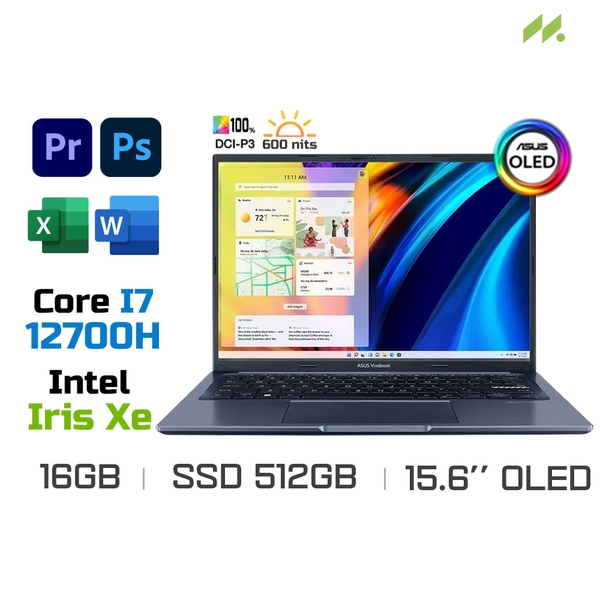 Laptop Asus Vivobook 15X OLED A1503ZA-L1352W (i7-12700H, Iris Xe Graphics, Ram 16GB DDR4, SSD 512GB, 15.6 Inch OLED FHD)
