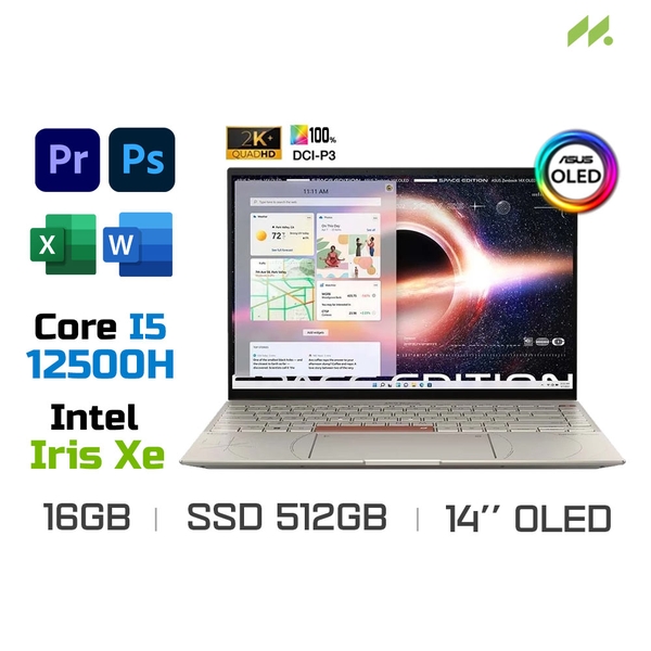 Laptop Asus Zenbook 14X OLED Space Edition UX5401ZAS-KN130W (i5-12500H, Iris Xe Graphics, Ram 16GB DDR5, SSD 512GB, 14 Inch OLED 2.8K TouchScreen)