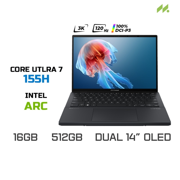 Laptop ASUS Zenbook Duo UX8406MA-PZ307W (Core Ultra 7 155H, Arc Graphics, RAM 16GB LPDDR5X, SSD 512GB, 14 Inch 3K OLED 120Hz)