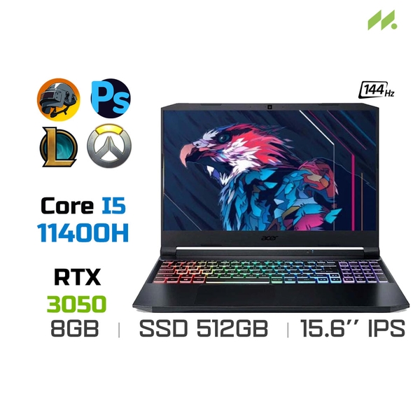 Laptop Gaming Acer Nitro 5 Eagle AN515-57-54MV NH.QENSV.003 (i5-11400H, RTX 3050 4GB, Ram 8GB DDR4, SSD 512GB, 15.6 Inch IPS 144Hz FHD)