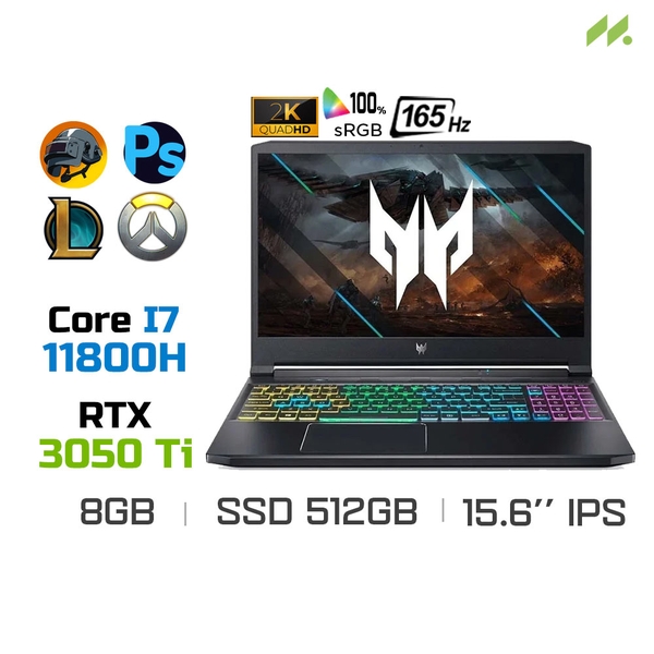 Laptop Gaming Acer Predator Triton 300 PT315-53-7440 NH.QDRSV.003 (i7-11800H, RTX 3050 Ti 4GB, Ram 8GB, SSD 512GB, 15.6 Inch IPS 165Hz QHD)