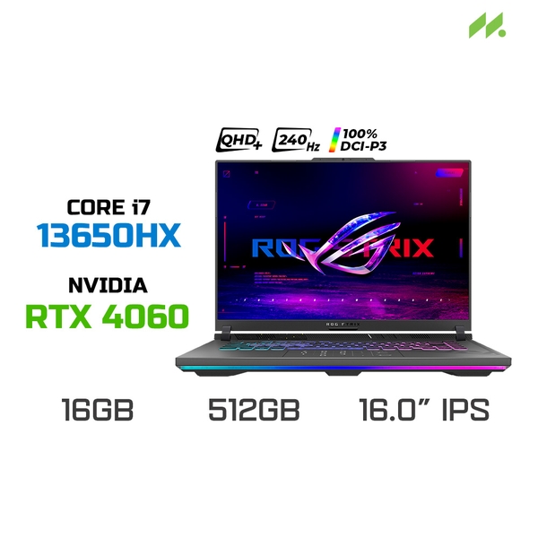 Laptop Gaming ASUS ROG Strix G16 G614JV-N4156W (i7-13650HX, RTX 4060 8GB, RAM 16GB DDR5, SSD 512GB, 16 Inch IPS QHD+ 165Hz 100% DCI-P3)