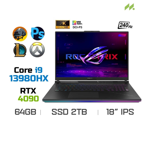 Laptop Gaming Asus ROG Strix SCAR 18 G834JY-N6039W (i9-13980HX, RTX 4090 16GB, Ram 64GB DDR5, SSD 2TB, 18 Inch IPS 240Hz WQXGA)