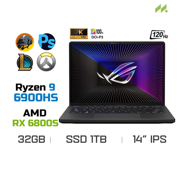 Laptop Gaming Asus ROG Zephyrus G14 GA402RK-L8072W (Ryzen 9 6900HS, Radeon RX 6800S 8GB, Ram 32GB DDR5, SSD 1TB, 14 Inch IPS 120Hz WQXGA)