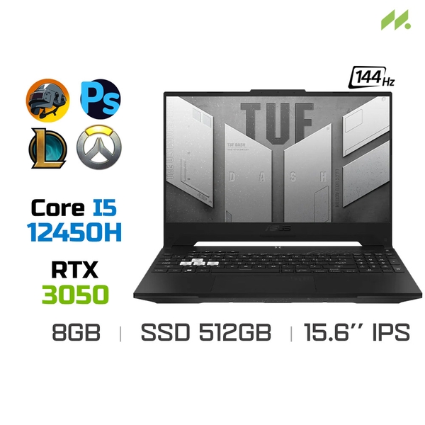 Laptop Gaming Asus TUF Dash F15 FX517ZC-HN077W (i5-12450H, RTX 3050 4GB, Ram 8GB DDR5, SSD 512GB, 15.6 Inch IPS 144Hz FHD)