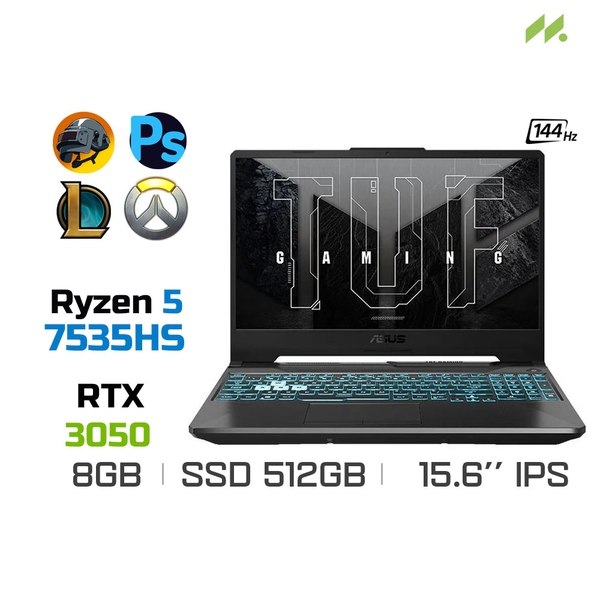 Laptop Gaming Asus TUF Gaming A15 FA506NC-HN011W (Ryzen 5 7535HS, RTX 3050 4GB, Ram 8GB DDR5, SSD 512GB, 15.6 Inch IPS 144Hz FHD)