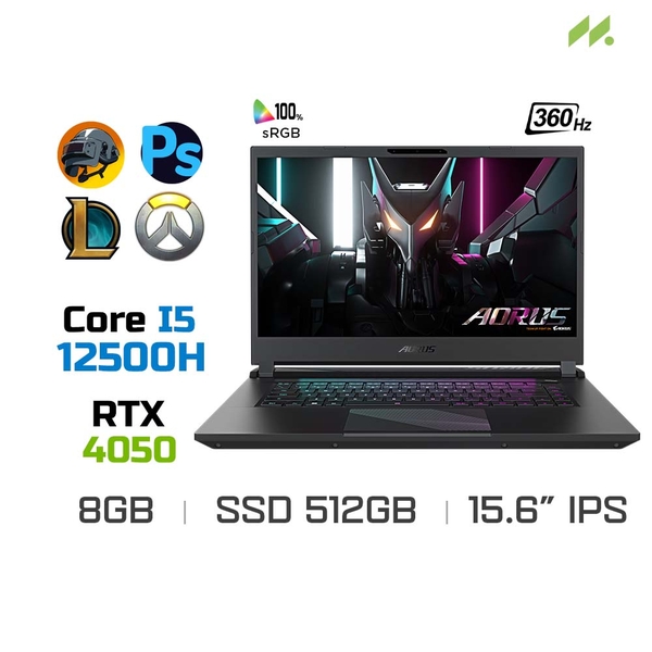 Laptop Gaming Gigabyte AORUS 15 9MF-E2VN583SH (i5-12500H, RTX 4050 6GB, Ram 8GB DDR5, SSD 512GB, 15.6 Inch IPS 360Hz FHD)