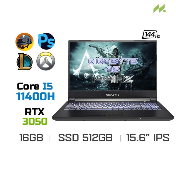 [Voucher 500K] Laptop Gaming Gigabyte G5 GD-51VN123SO (i5-11400H, RTX 3050 4GB, Ram 16GB DDR4, SSD 512GB, 15.6 Inch IPS 144Hz FHD)