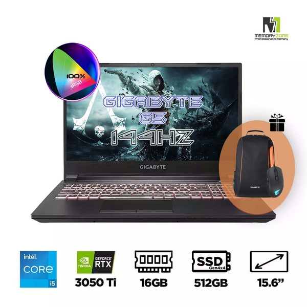 Laptop Gaming Gigabyte G5 MD-51S1123SO (i5-11400H, RTX 3050 Ti 4GB, Ram 16GB DDR4, SSD 512GB, 15.6 Inch IPS 144Hz FHD)