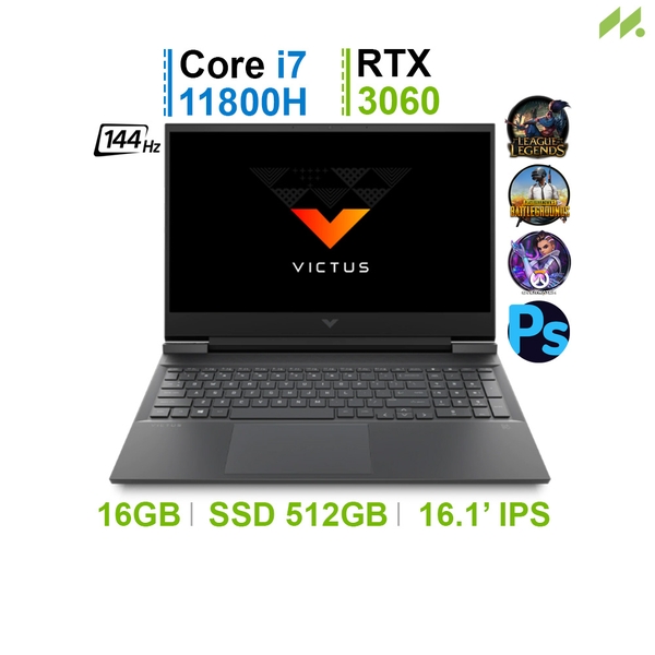Laptop Gaming HP VICTUS 16-d0289TX 5Z9R0PA (i7-11800H, RTX 3060 6GB, Ram 16GB, SSD 512GB, 16.1 Inch IPS 144Hz FHD)