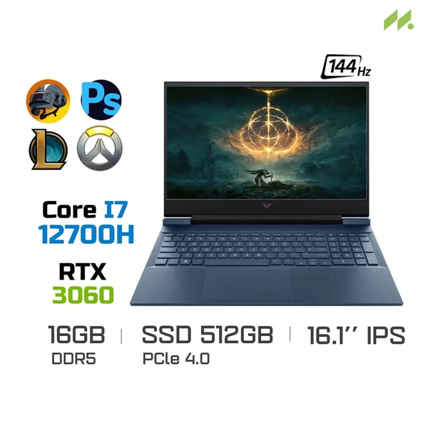 Laptop Gaming HP VICTUS 16-d1185TX 7C0S3PA (i7-12700H, RTX 3060 6GB, Ram 16GB DDR5, SSD 512GB, 16.1 Inch IPS 144Hz FHD)