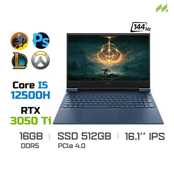Laptop Gaming HP VICTUS 16-d1191TX 7C0S5PA (i5-12500H, RTX 3050 Ti 4GB, Ram 16GB DDR5, SSD 512GB, 16.1 Inch IPS 144Hz FHD)