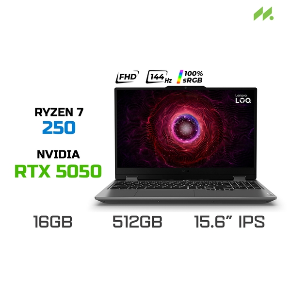 Laptop Lenovo LOQ 15AHP10 83JG0047VN (Ryzen 7 250, RTX 5050 8GB, RAM 16GB DDR5, SSD 512GB, 15.6 Inch IPS FHD 144Hz 100% sRGB, Win 11)
