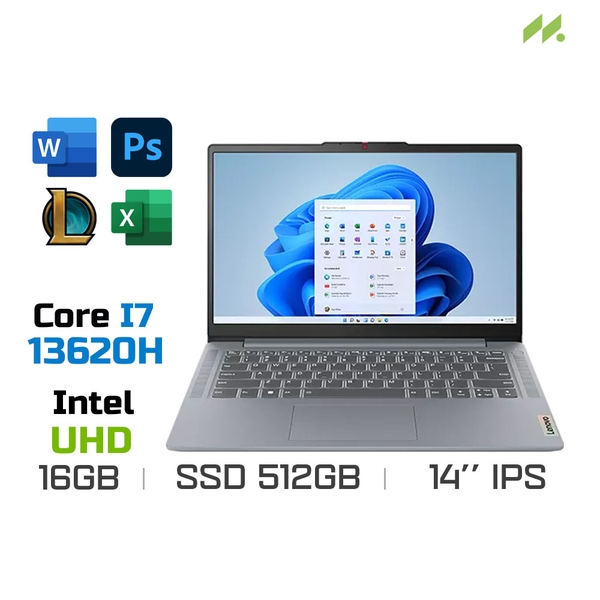 Laptop Lenovo Ideapad Slim 3 14IRH8 83EL0023VN (i7-13620H, UHD Graphics, Ram 16GB LPDDR5, SSD 512GB, 14 Inch IPS FHD)