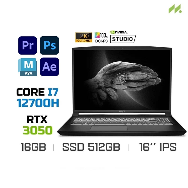 Laptop MSI Creator M16 A12UC-291VN (i7-12700H, RTX 3050 4GB, Ram 16GB DDR4, SSD 512GB, 16 Inch IPS QHD)