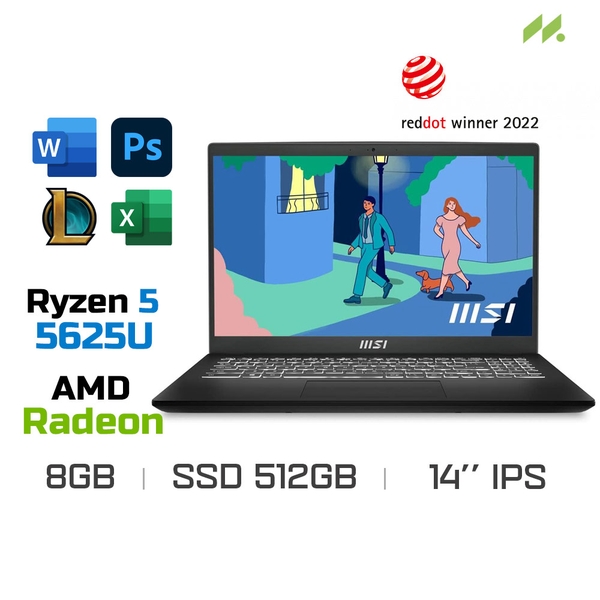 Laptop MSI Modern 14 C5M-030VN (Ryzen 5 5625U, Radeon Graphics, Ram 8GB DDR4, SSD 512GB, 14 Inch IPS FHD)