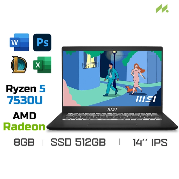 Laptop MSI Modern 14 C7M-083VN (Ryzen 5 7530U, Radeon Graphics, Ram 8GB DDR4, SSD 512GB, 14 Inch IPS FHD)