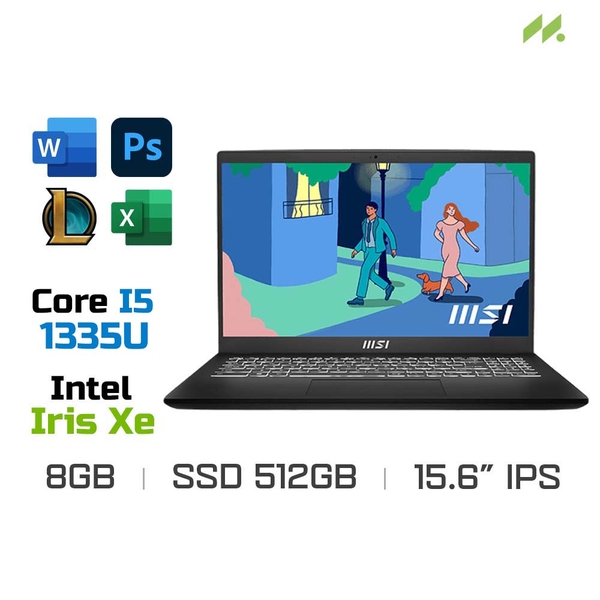 Laptop MSI Modern 15 B13M-438VN (i5-1335U, Iris Xe Graphics, Ram 8GB DDR4, SSD 512GB, 15.6 Inch IPS FHD)