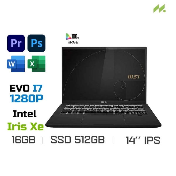 Laptop MSI Summit E14 Evo A12M-211VN (i7-1280P EVO, Iris Xe graphics, Ram 16GB DDR5, SSD 512GB, 14 Inch IPS FHD)