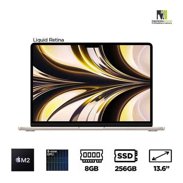 Macbook Air M2 Starlight MLY13SA/A (Apple M2, 8-Cores GPU, Ram 8GB, SSD 256GB, 13.6 Inch IPS Retina)