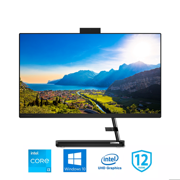 Máy tính All In One Lenovo IdeaCentre AIO 3 24ITL6 24 Inch IPS F0G0009BVN (i3-1115G4, UHD Graphics, Ram 4GB, 256GB SSD, Windows 10 64-bit, DVDRW, Wireless Keyboard & Mouse)