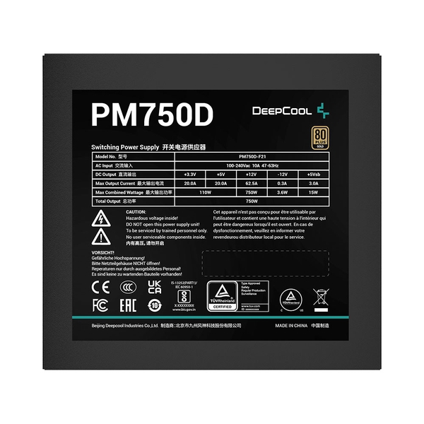 Nguồn máy tính Deepcool PM750D 750W 80 Plus Gold R-PM750D-FA0B-EU