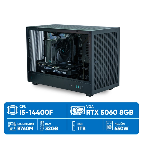 PC M5 i5-5060 (i5-14400F, RTX 5060 8GB, RAM DDR5 32GB, SSD 1TB, 650W, WIN11)