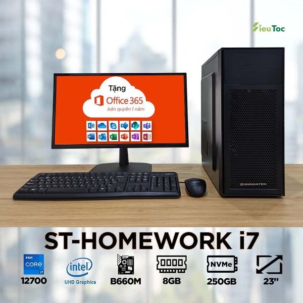 PC ST-HOMEWORK i7 (i7-12700, UHD 730 Graphics, Ram 8GB, SSD 250GB, 450W, LCD 24 Inch)