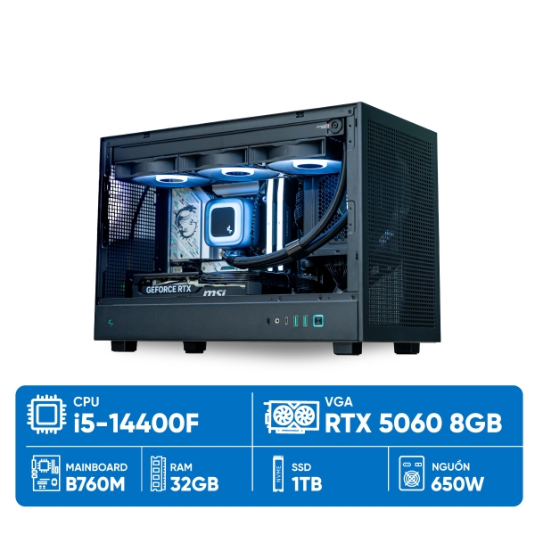 PC M5 i5-5060 (i5-14400F, RTX 5060 8GB, RAM DDR5 32GB, SSD 1TB, 650W, WIN11)