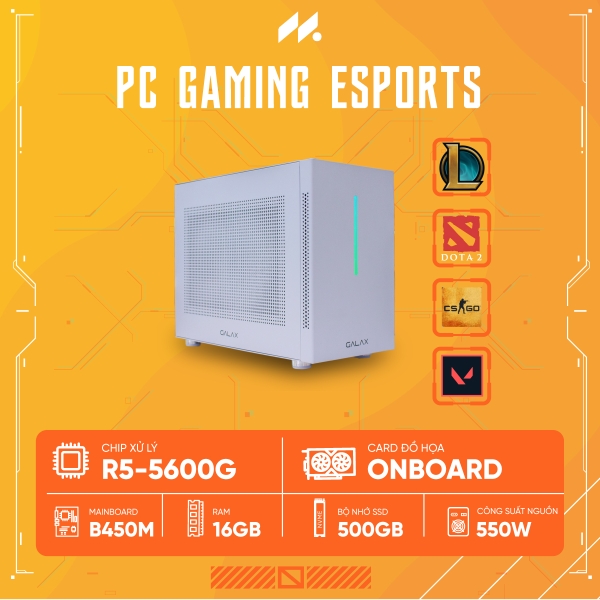 PC Gaming Esports R5 MINI (Ryzen 5 5600G, Radeon Graphics, Ram 16GB, SSD 500GB, 550W)