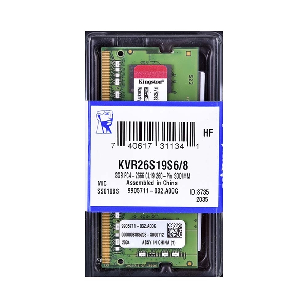 Ram Laptop Kingston DDR4 8GB 2666MHz KVR26S19S6/8