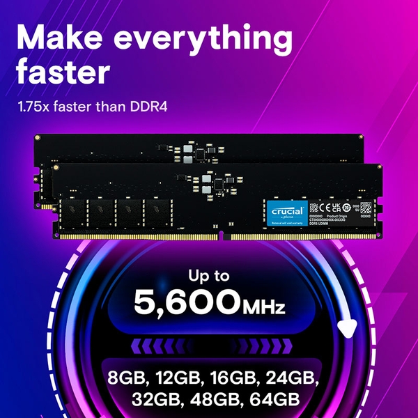 Ram PC Crucial 16GB 4800MHz DDR5 CT16G48C40U5 - MemoryZone