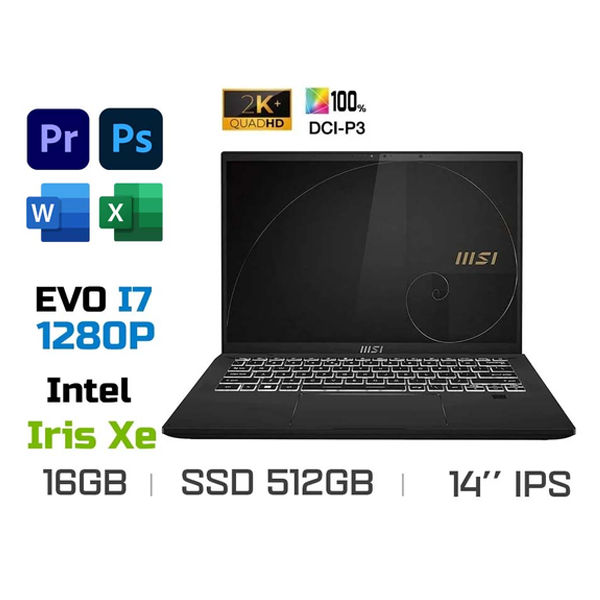 Laptop MSI Summit E14 Flip Evo A12MT-210VN (i7-1280P EVO, Iris Xe graphics, Ram 16GB DDR5, SSD 512GB, 14 Inch QHD+ TouchScreen, Bút cảm ứng)