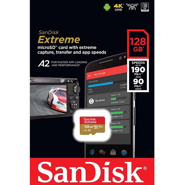 Thẻ Nhớ MicroSDXC SanDisk Extreme V30 A2 128GB 190MB/s SDSQXAA-128G-GN6MN