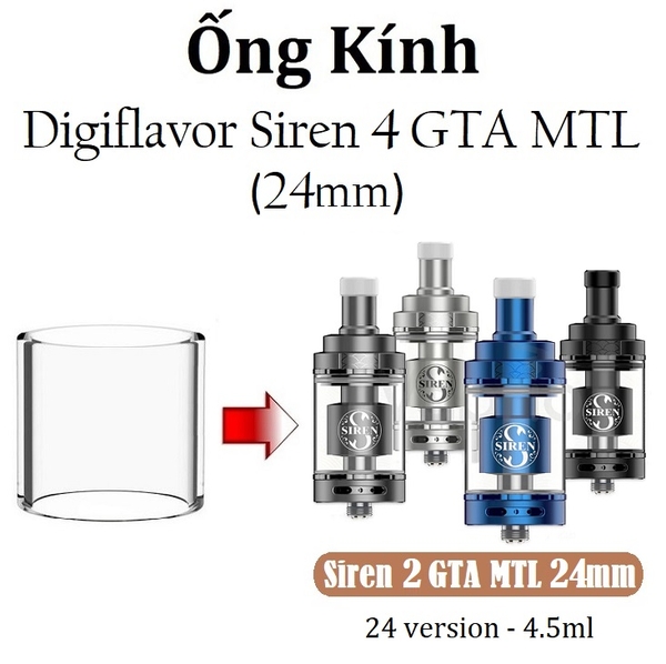 Ống Kính Thủy Tinh Cho Buồng Đốt Digiflavor siren 2 GTA MTL 24mm (4.5ml)