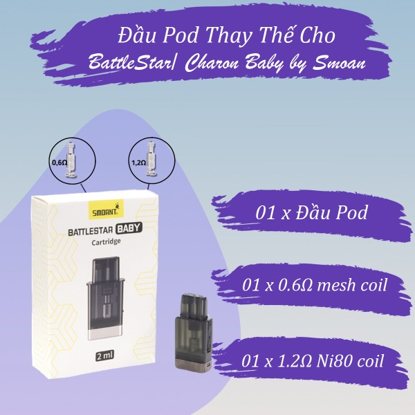 Đầu POD CARTRIDGE - thay thế cho BattleStar/ Charon Baby by Smoan {Hàng Authentic}