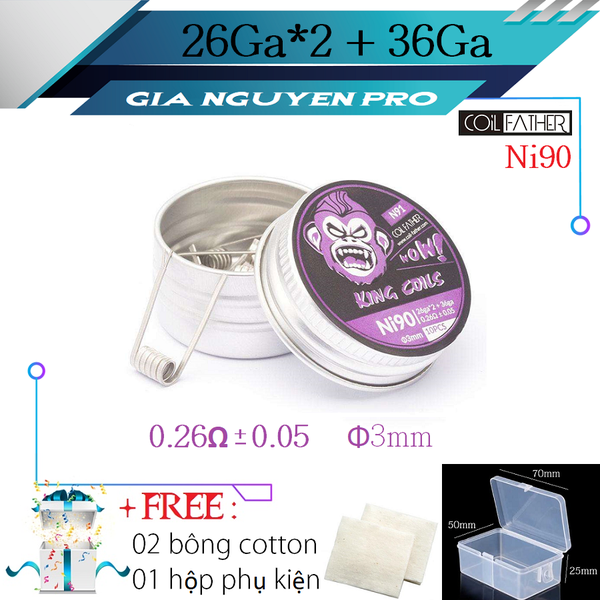 ⚡️N91⚡️ Hộp 10 Coil Ni90 - King Coils COIL-FATHER (26ga*2+36ga) - Dây dẫn nhiệt DIY, build coil, trở