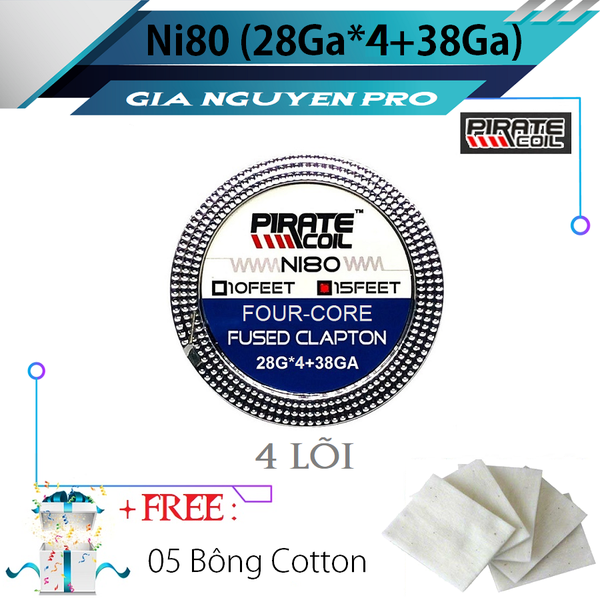 ⚡️ 28Ga*4+38Ga ⚡️ Dây Quấn Coil PIRATE-COIL NI80 Fused Clapton - Dây dẫn nhiệt DIY, build coil, trở