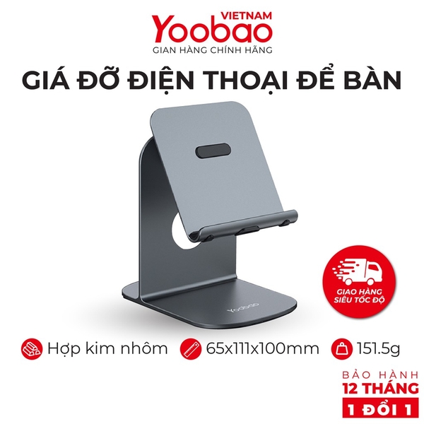Giá đỡ điện thoại để bàn YOOBAO B4 Hợp kim nhôm Điều chỉnh độ cao - Hàng chính hãng - Bảo hành 12 tháng 1 đổi 1