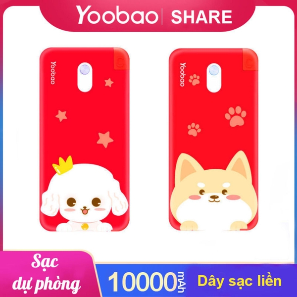 Sạc dự phòng Yoobao 10000 mAh Share10000 ( có sẵn đầu cắm Micro USB )-  cún trắng